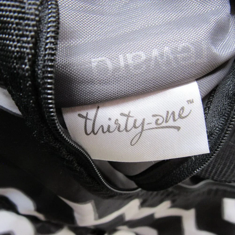 Thirty One Black White Chevront Hobo Style Crossbody Bag